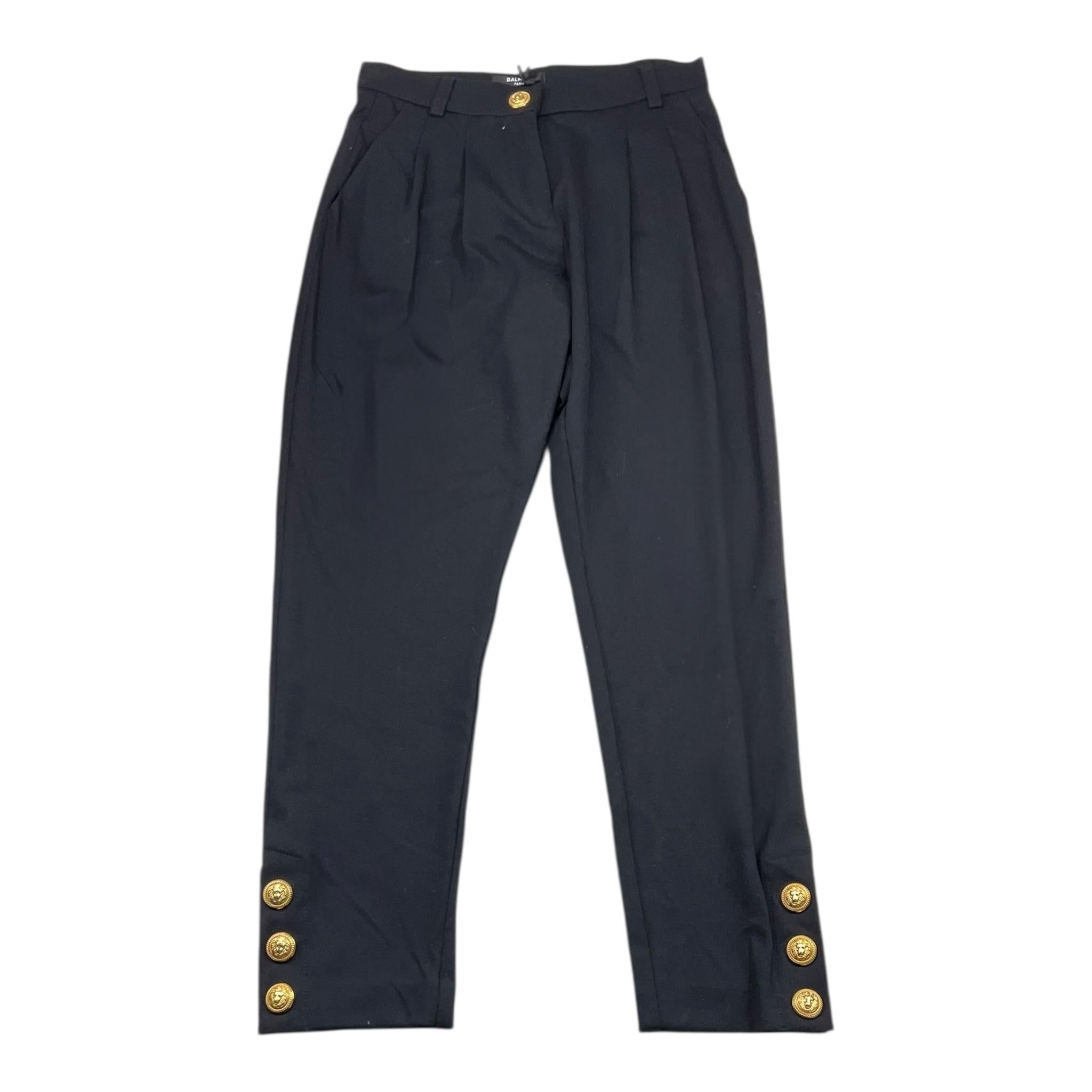 BALMAIN pantalone tinta unita con bottoni in contrasto Nero per Bambina BT6A10 NERO BALMAIN 