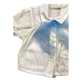 M+E' Camicia Mezza Manica Tinta Unita con Fiocco In Tulle Bianco per Neonata