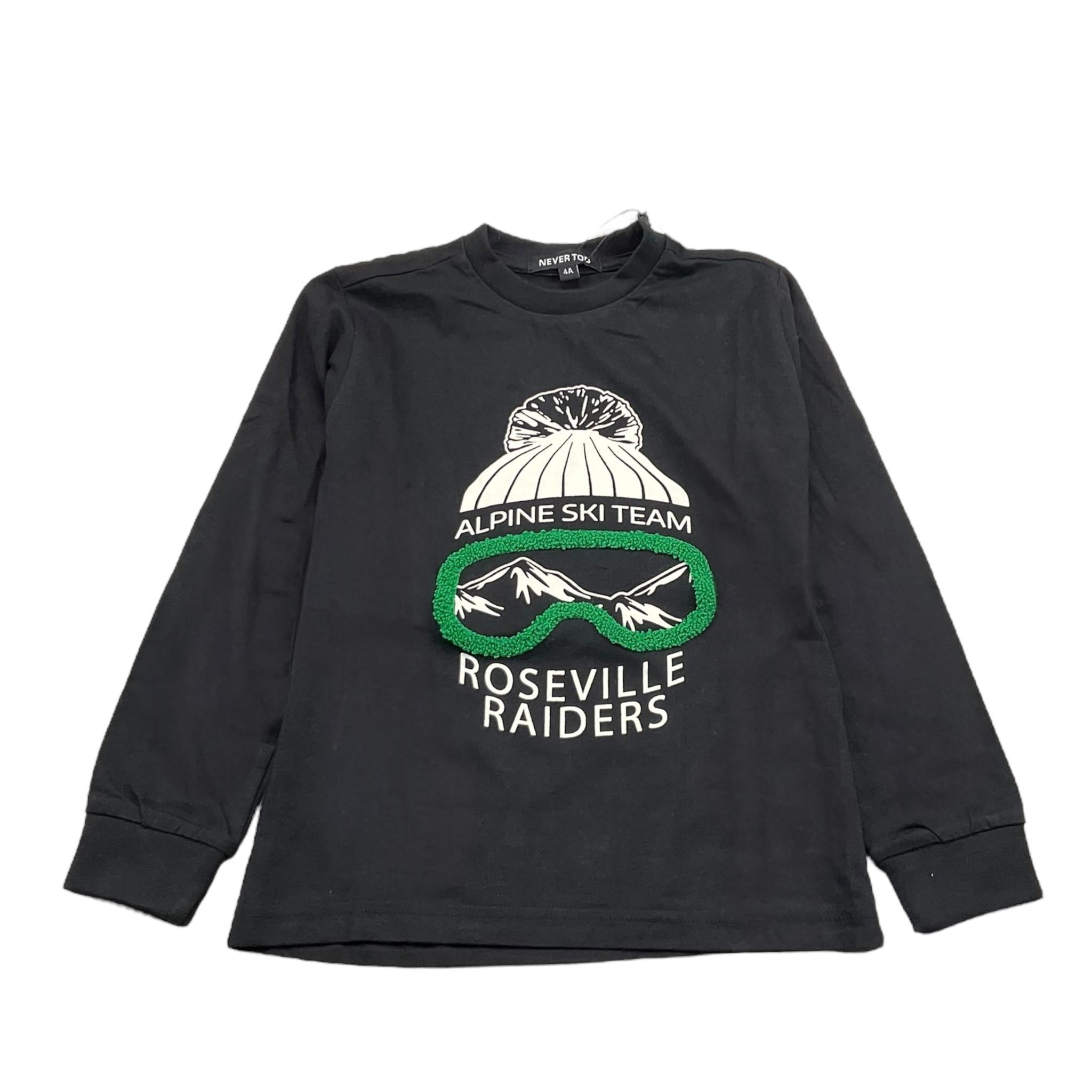 NEVER TOO shirt girocollo tinta unita con stampa Nero per Bambino NT2164B NERO NEVER TOO 