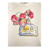 Alice Pi T-Shirt Girocollo Tinta Unita con Stampa In Contrasto Bianco per Bambina