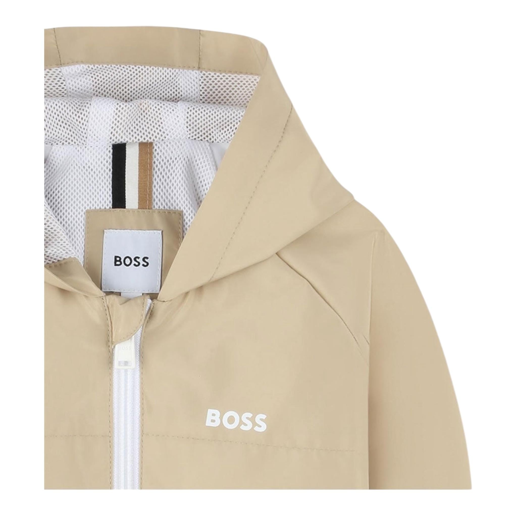 Boss Giubbino Bicolore con Zip E Cappuccio per Bambino J52122 BIANCO/BEIGE BOSS 