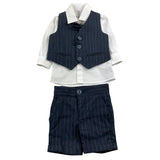 Shako' Completo 3 Pezzi Camicia-Panciotto-Pantlaone Blu Per Neonato