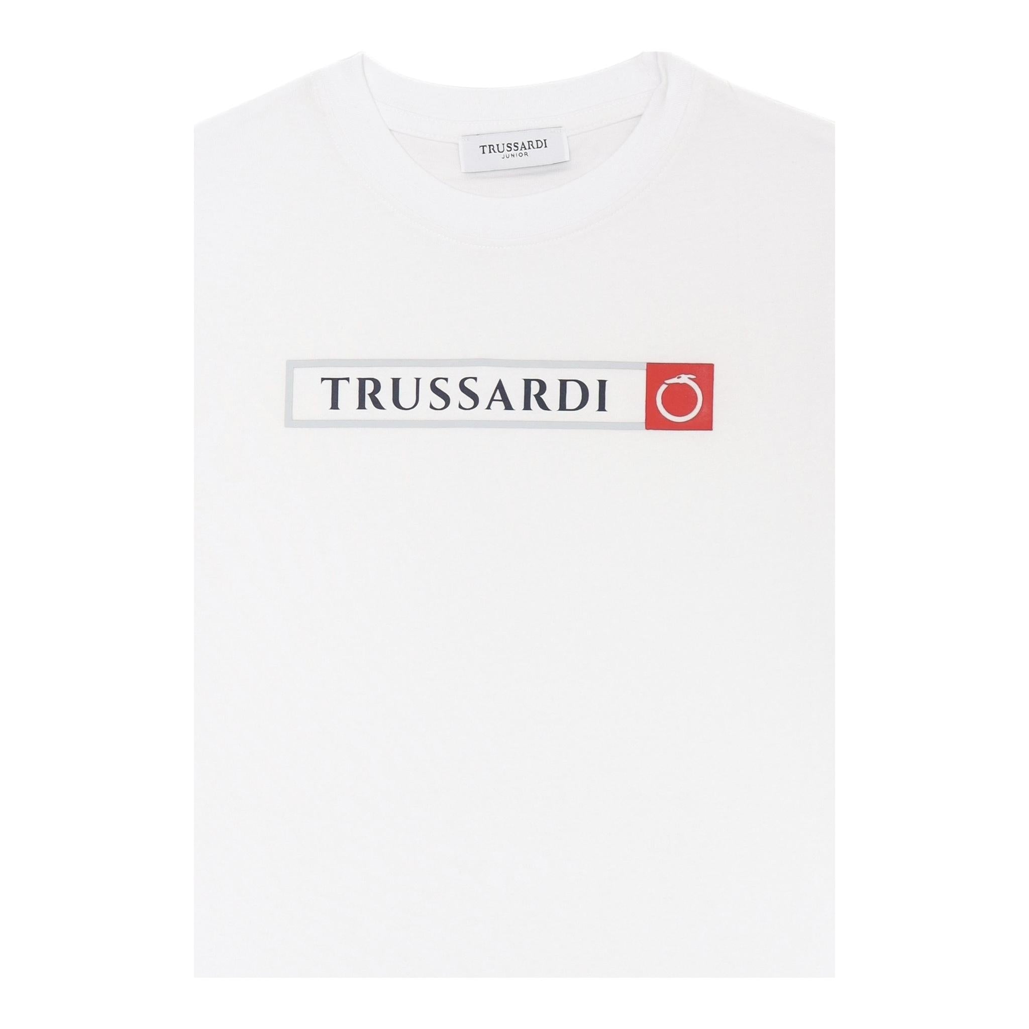 Trussardi T-Shirt Girocollo Tinta Unita con Stampa per Bambino TBP25060TS BIANCO TRUSSARDI 