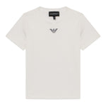 Emporio Armani T-Shirt Girocollo Tinta Unita con Stampa per Neonato EB000419 PANNA EMPORIO ARMANI 