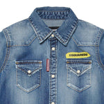 Dsquared2 Camicia Manica Lunga In Denim Tinta Unita per Bambino DQ02DGX BLU DSQUARED2 