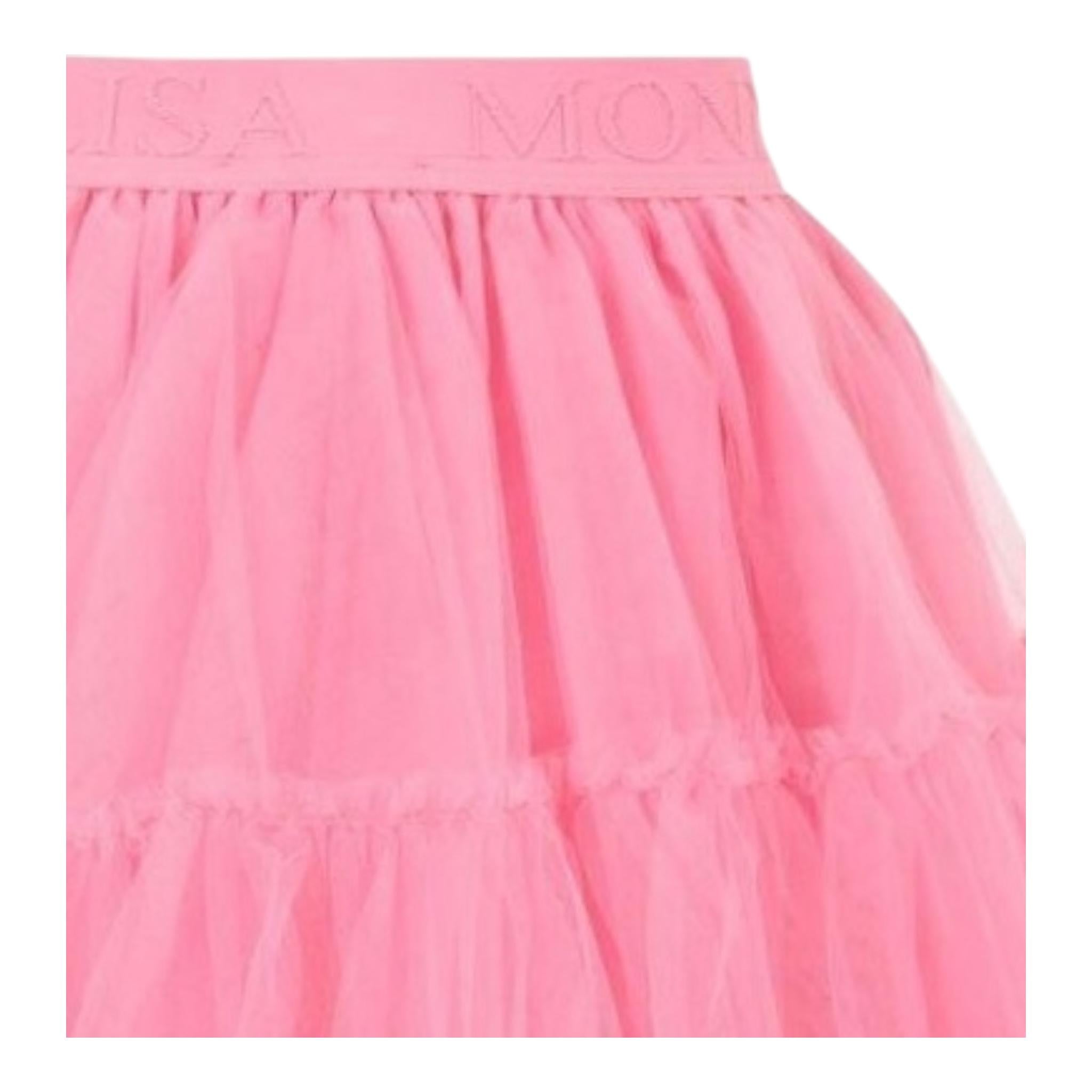 Monnalisa Gonna Tinta Unita con Tulle per Bambina 17CGON ROSA MONNALISA 