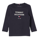 Tommy Hilfiger Shirt Tinta Unita Girocollo con Stampa per Neonato KB0KB08672 BLU TOMMY HILFIGER 