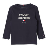 Tommy Hilfiger Shirt Tinta Unita Girocollo con Stampa per Neonato KB0KB08672 BLU TOMMY HILFIGER 