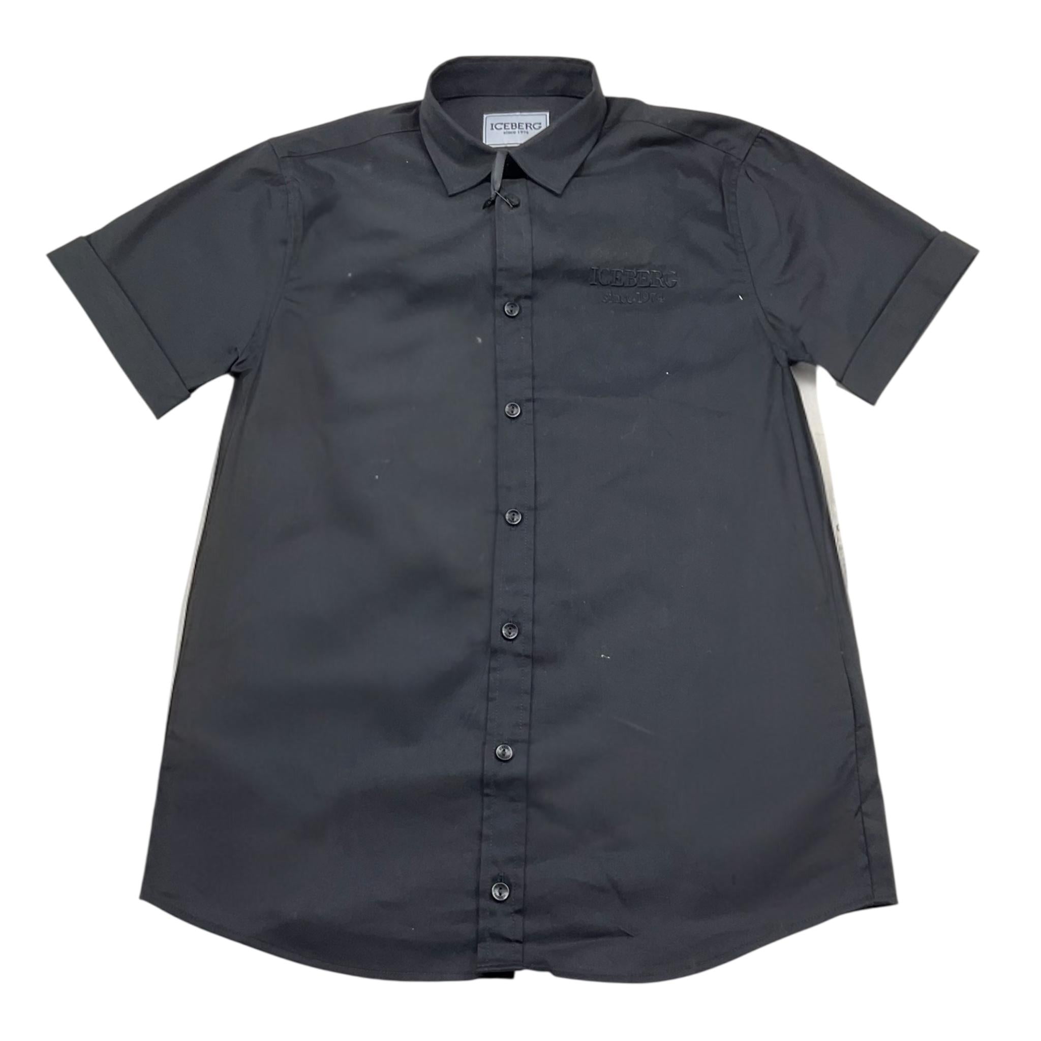 Iceberg Camicia Mezza Manica Tinta Unita con Logo per Bambino CMICE4103J NERO ICEBERG 