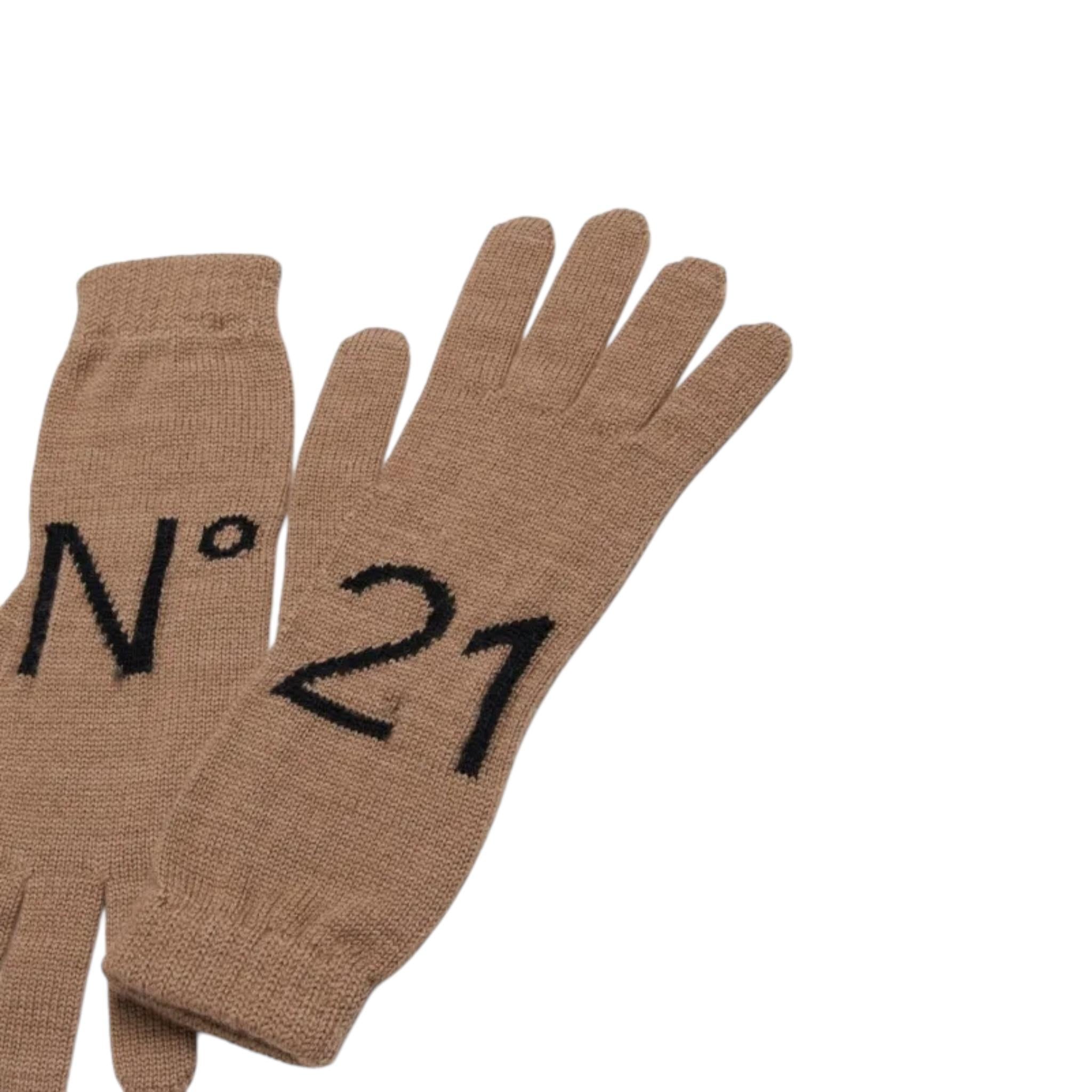 N°21 guanti tinta unita con logo Sabbia per Bambino N21550 SABBIA N°21 