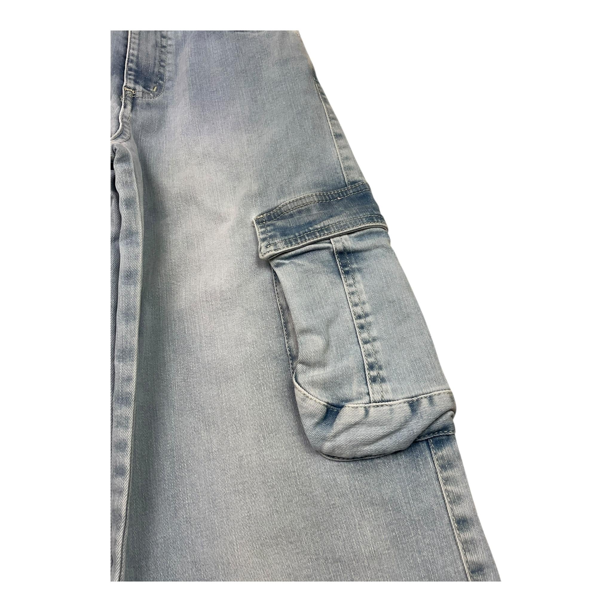 Lu Lu By Miss Grant Jeans Modello Cargo Tinta Unita per Bambina LL3374 AZZURRO LU LU BY MISS GRANT 