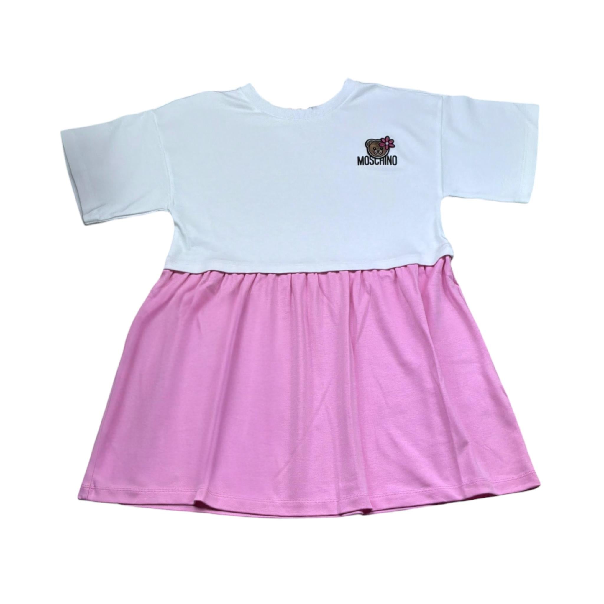 Moschino Abito Bicolore Mezza Manica per Bambina HDV0HR BIANCO/ROSA MOSCHINO 