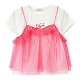 Liu Jo T-Shirt Girocollo Tinta Unita Con Tulle In Contrasto Bianco Per Bambina