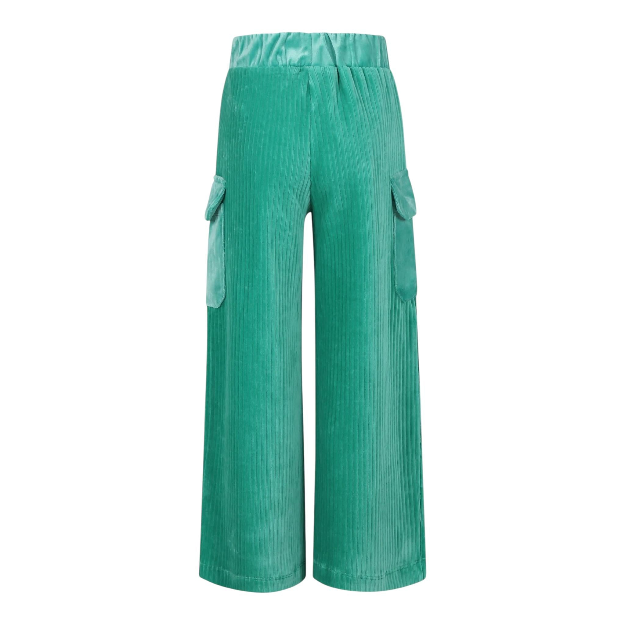 BillIEBLUSH pantalone tinta unita modello palazzo in velluto Verde per Bambina U20448 VERDE BillIEBLUSH 