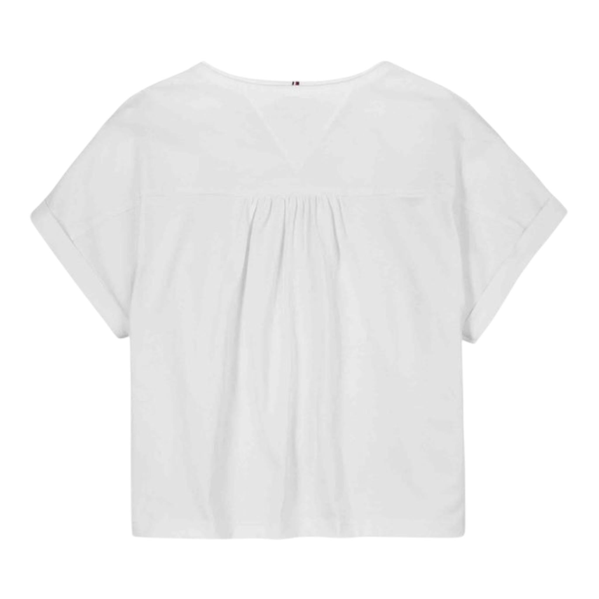 Tommy Hilfiger T-Shirt Tinta Unita con Stampa per Bambina KG0KG08550 BIANCO TOMMY HILFIGER 