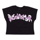 Disclaimer T-Shirt Modello Crop Tinta Unita Con Stampa In Contrasto Nero Per Bambina