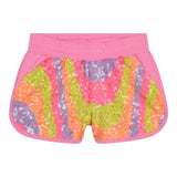 Billieblush Short Tinta Unita Paillettato Rosa Fluo Per Neonata