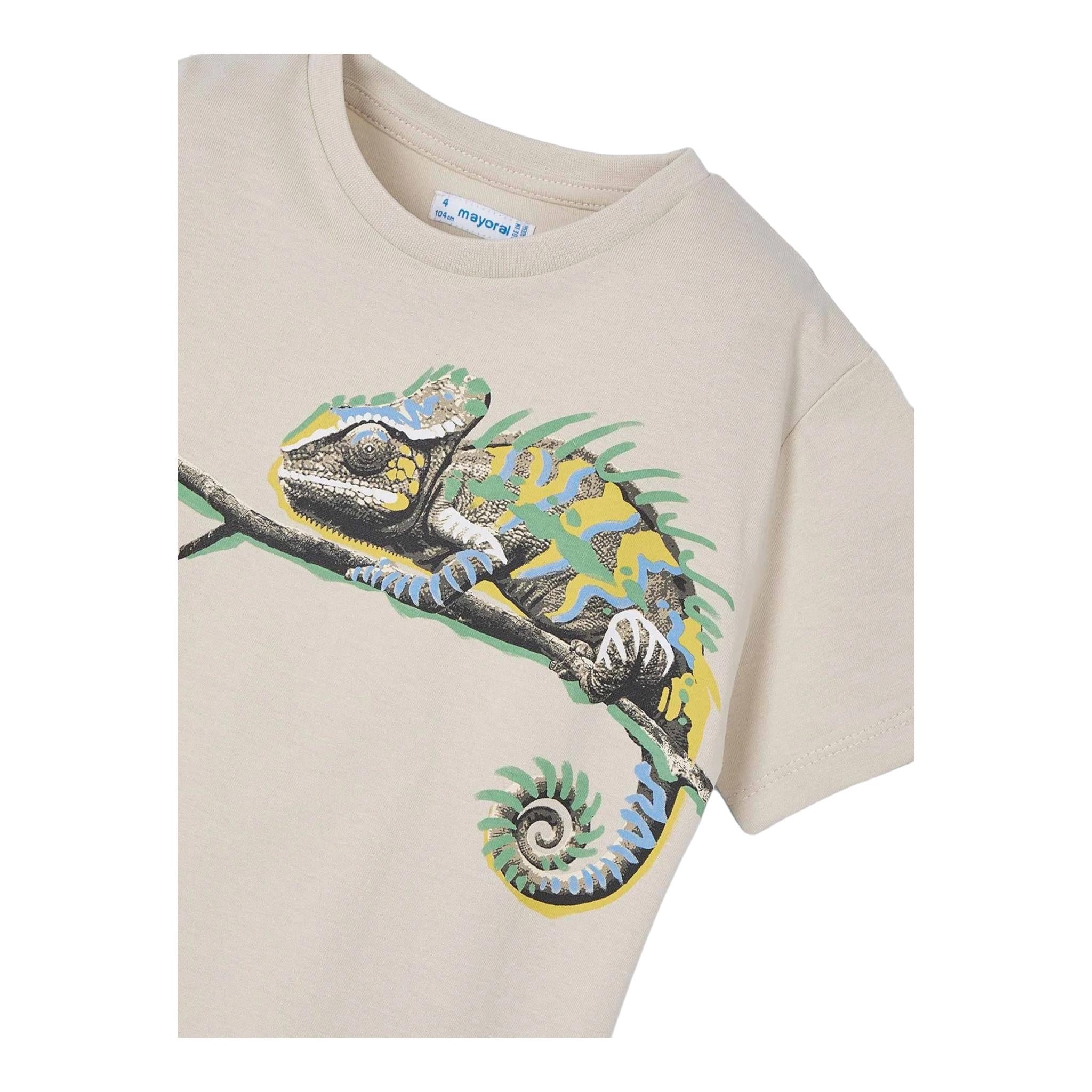 Mayoral T-Shirt Girocollo Tinta Unita con Stampa per Bambino 30455 BEIGE MAYORAL 