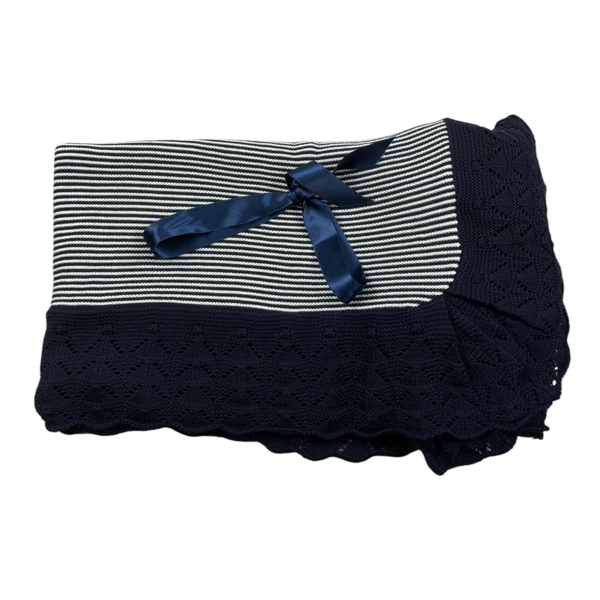 Juliana Coperta Tinta Unita con Fantasia A Righe per Neonata J3007 BLU JULIANA 