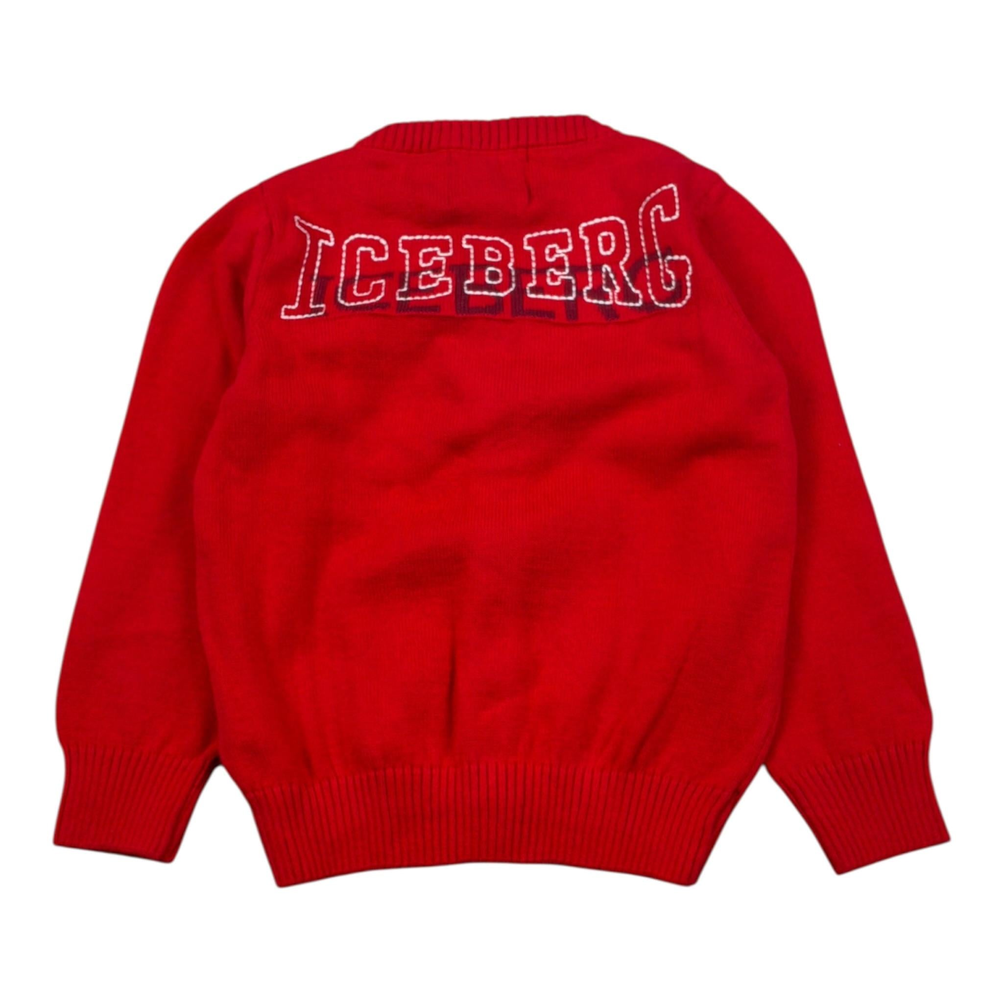 Iceberg Cardigan tinta unita con Stampa Rosso per Neonato MGICE4311B ROSSO ICEBERG 