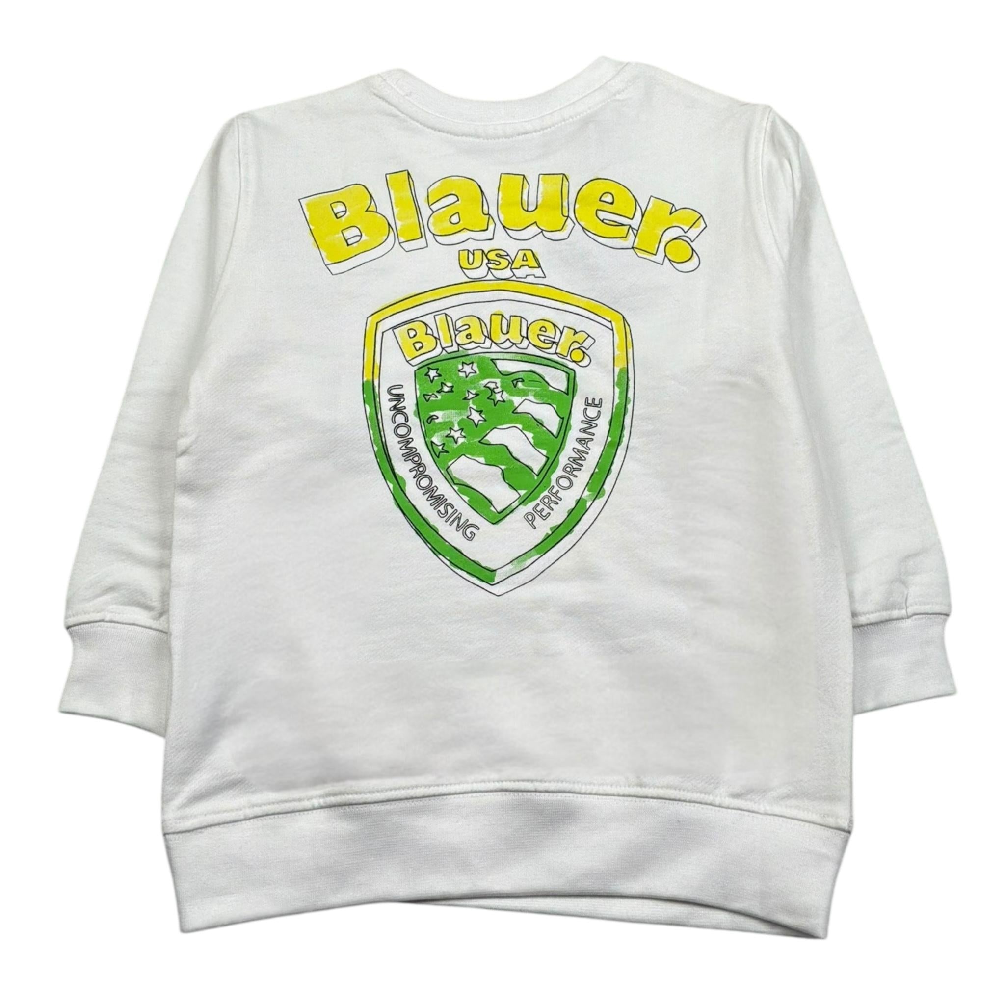 Blauer Felpa Chiusa Girocollo Tinta Unita con Stampa per Neonato 25SBLKF03551N BIANCO BLAUER 