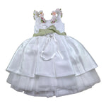 Modi Collezione Abito Cerimonia Tinta Unita con Fiori per Bambina B4053M BIANCO MODI COLLEZIONE 