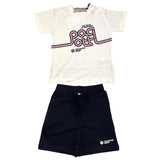 Cesare Paciotti Completo 2 Pezzi T-Shirt-Bermuda Bicolore Bianco/Blu Per Neonato