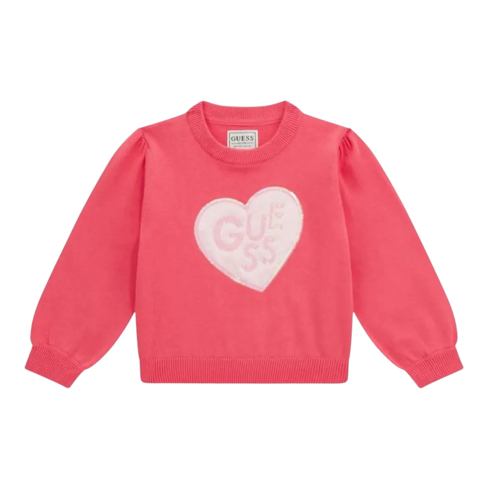 Guess Maglia Girocollo Tinta Unita con Logo per Neonata K5RR00Z3CG0 FRAGOLA GUESS 