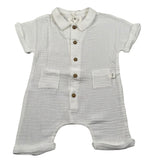 Teddy E Minou Pagliaccetto Mezza Manica Tinta Unita per Neonato E25TU008C0070 PANNA TEDDY E MINOU 