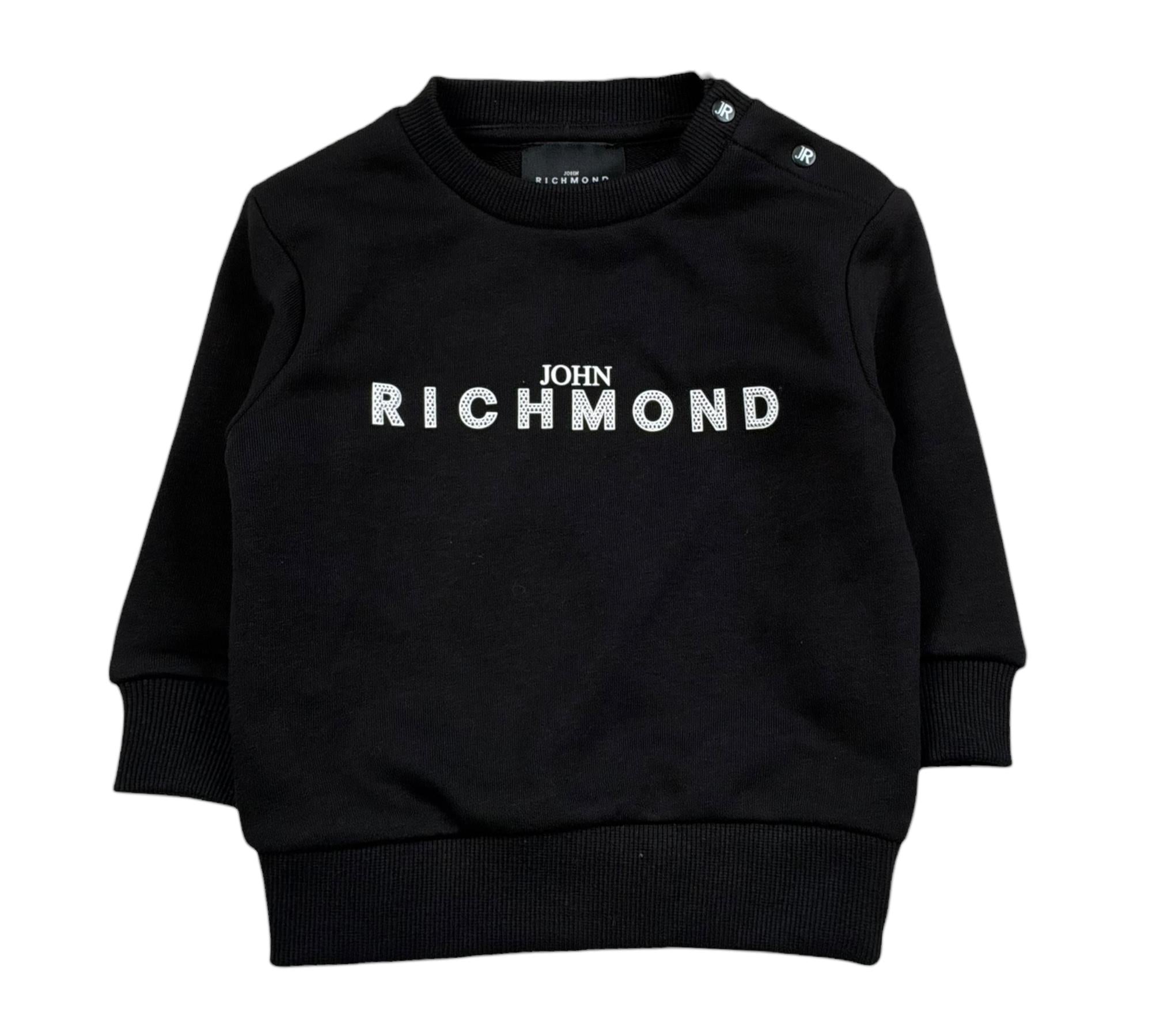 John Richmond Felpa Chiusa Girocollo Tinta Unita con Logo per Neonato RIP26036FE NERO JOHN RICHMOND 