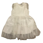 Y-Clu' Abito Giromanica Tinta Unita con Tulle per Bambina YB19529 BIANCO Y-CLU' 