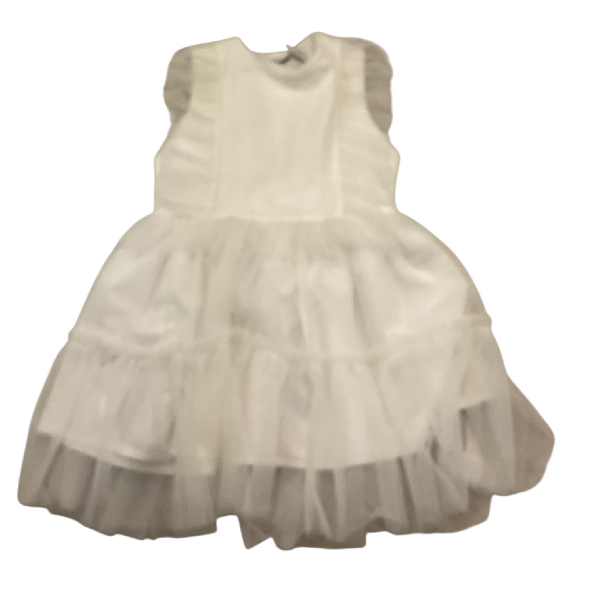 Y-Clu' Abito Giromanica Tinta Unita con Tulle per Bambina YB19529 BIANCO Y-CLU' 