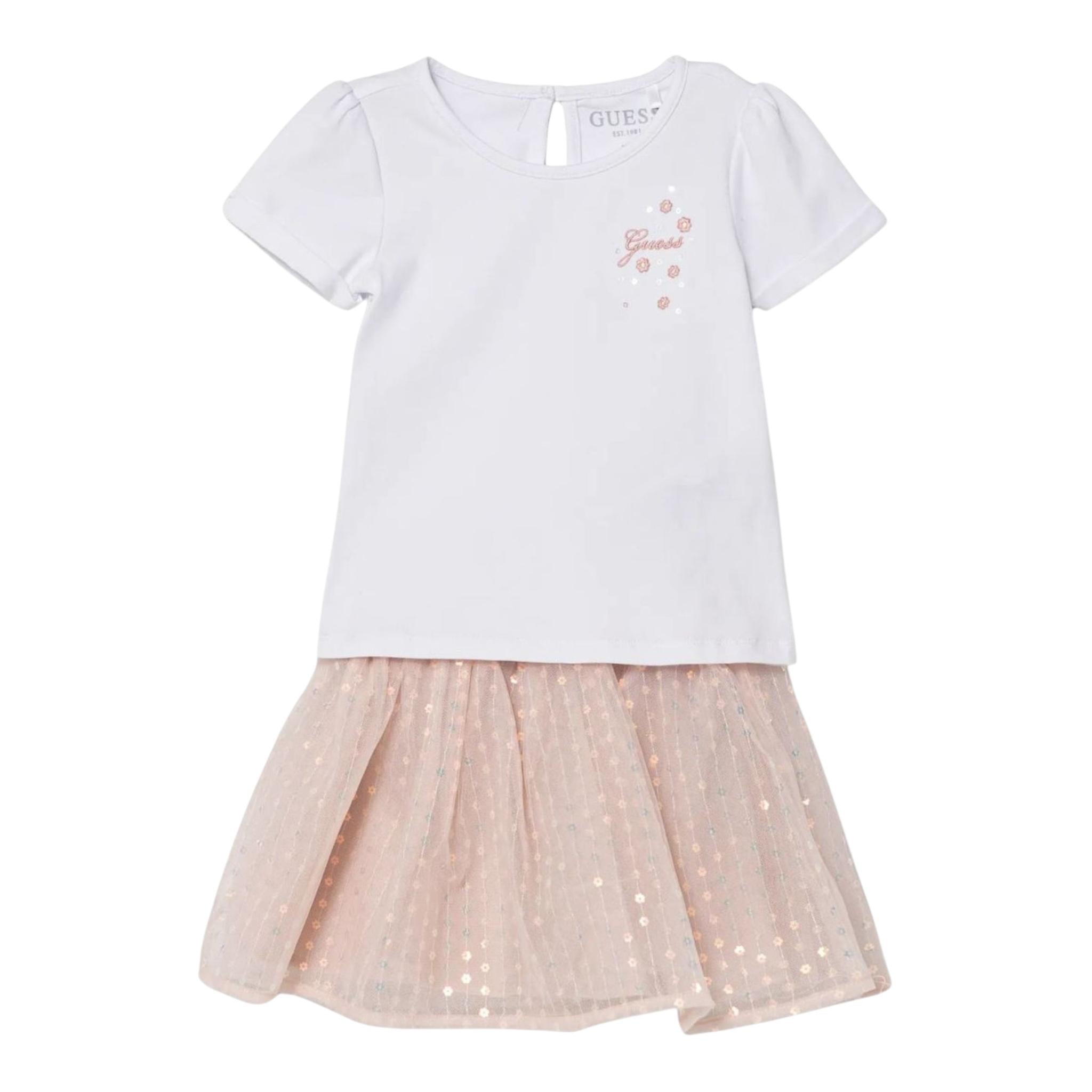 Guess Completo 2 Pezzi T-Shirt-Gonna per Neonata A5RG00K6YW0 BIANCO/ROSA GUESS 