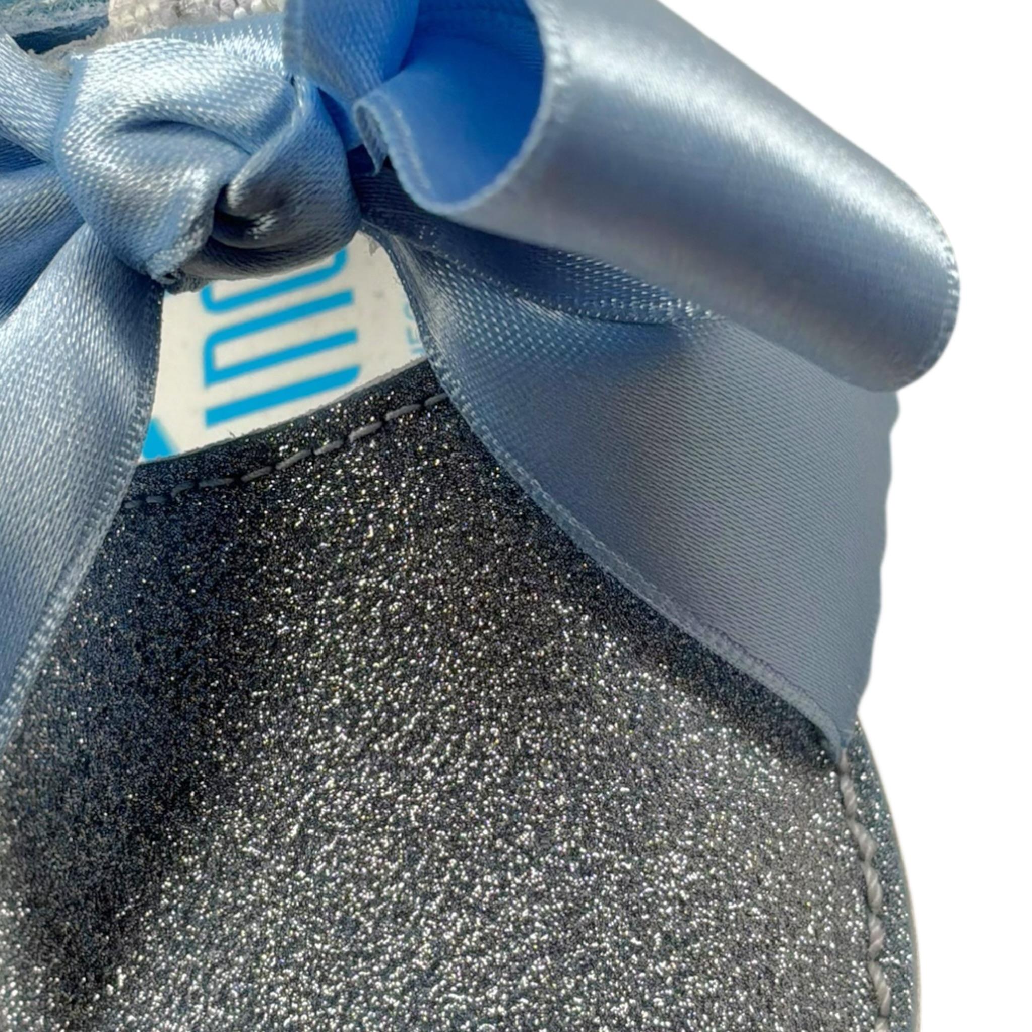 Indice Sandalo Tinta Unita con Brillantini E Fiocco per Neonata 318 AZZURRO INDICE 