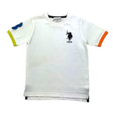 U.S. Pollo Assn T-Shirt Tinta Unita Girocollo Con Logo Bianco Per Bambino