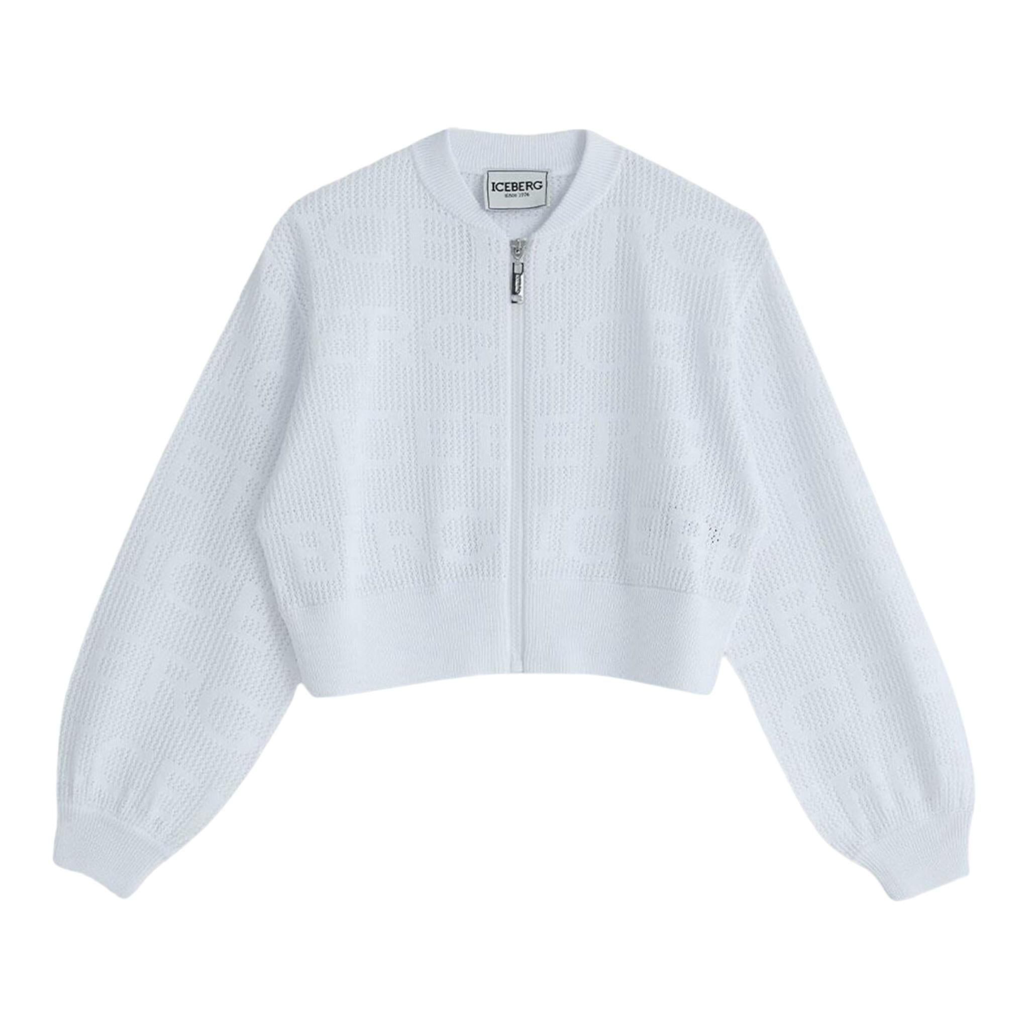 Iceberg Felpa con Zip tinta unita Traforata Bianco per Bambina MGICE5150J BIANCO ICEBERG 