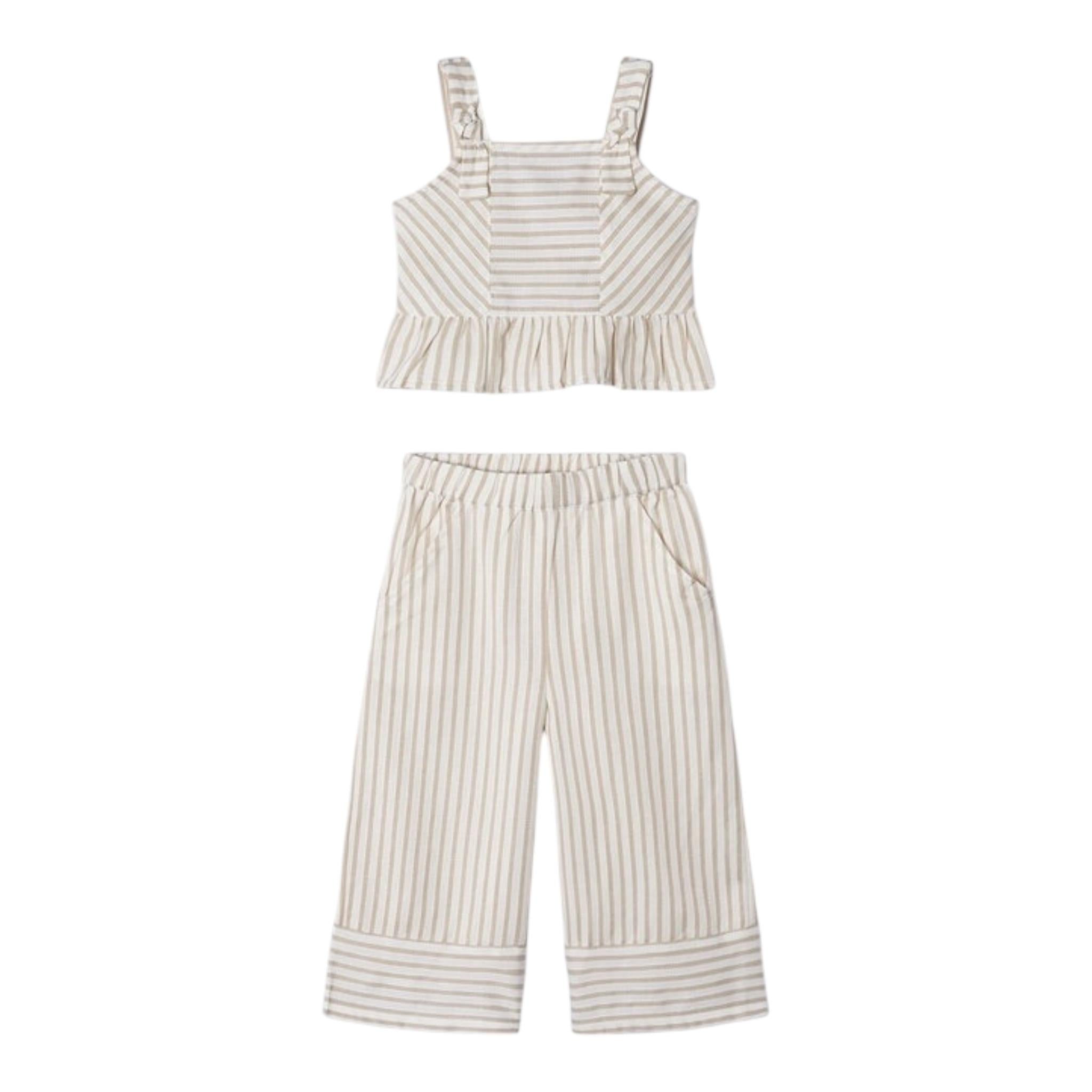 Mayoral Completo 2 Pezzi Top-Pantalone Palazzo per Bambina 3539 BIANCO/BEIGE MAYORAL 