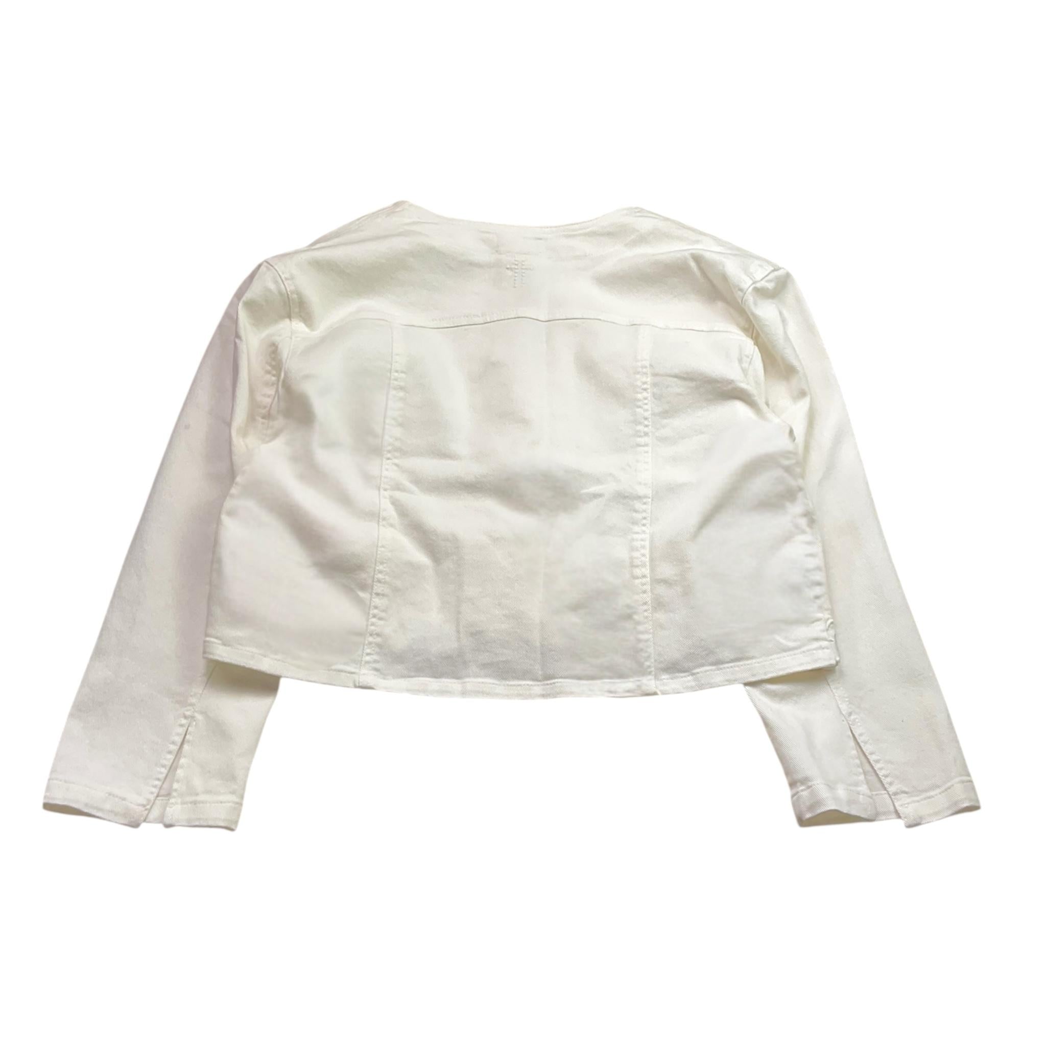 Fracomina Giubbino Crop Tinta Unita con Ricami per Bambina FM0574 BIANCO FRACOMINA 