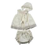 Granlei Completo 3 Pezzi Abito-Coulotte-Cappello per Neonata 125265 AVORIO GRANLEI 