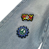 Moschino Jeans Tinta Unita con Applicazioni per Bambina HUP08X AZZURRO MOSCHINO 