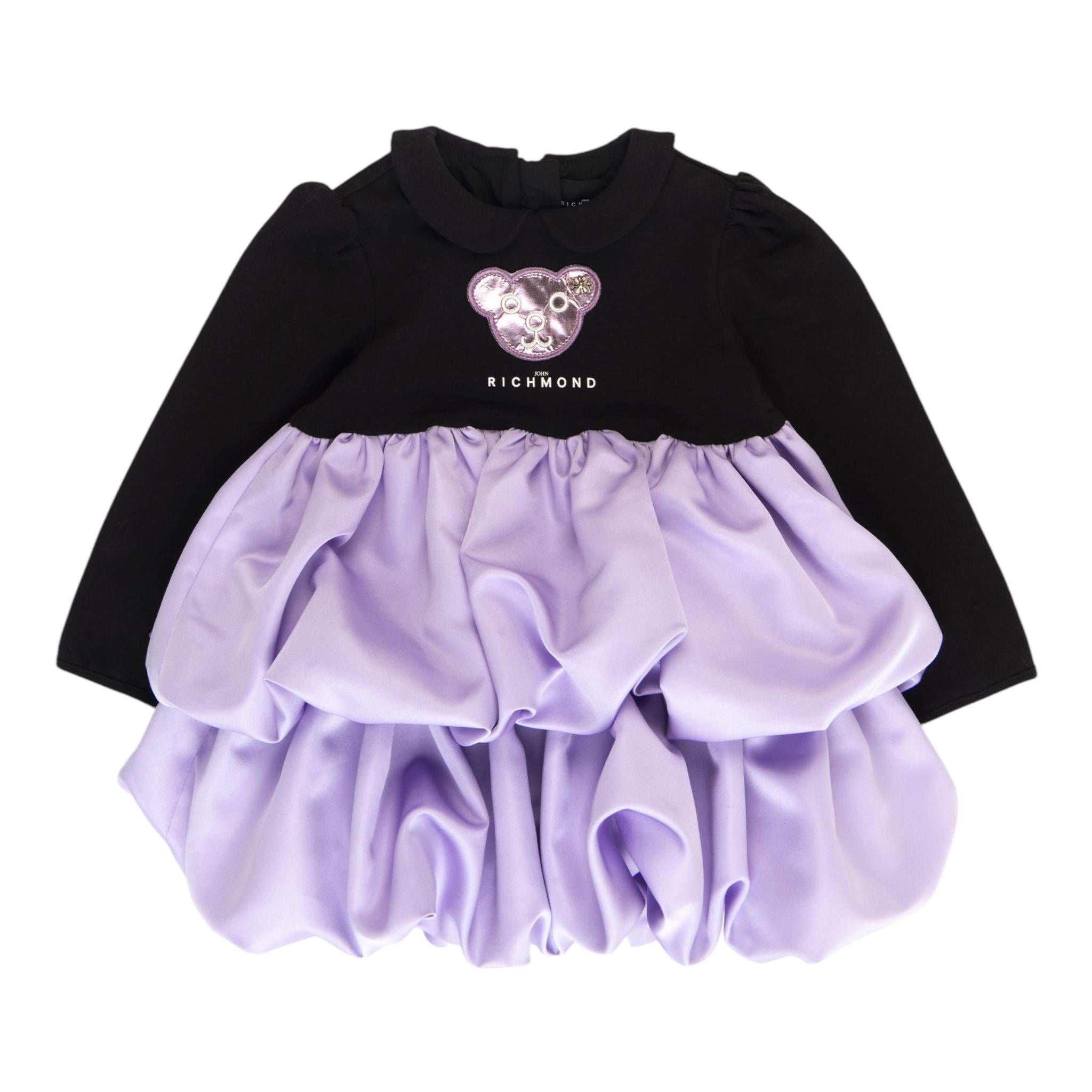 JOHN RICHMOND abito tinta unita con gonnellone manica lunga Nero per Neonata RIA24077VE NERO JOHN RICHMOND 