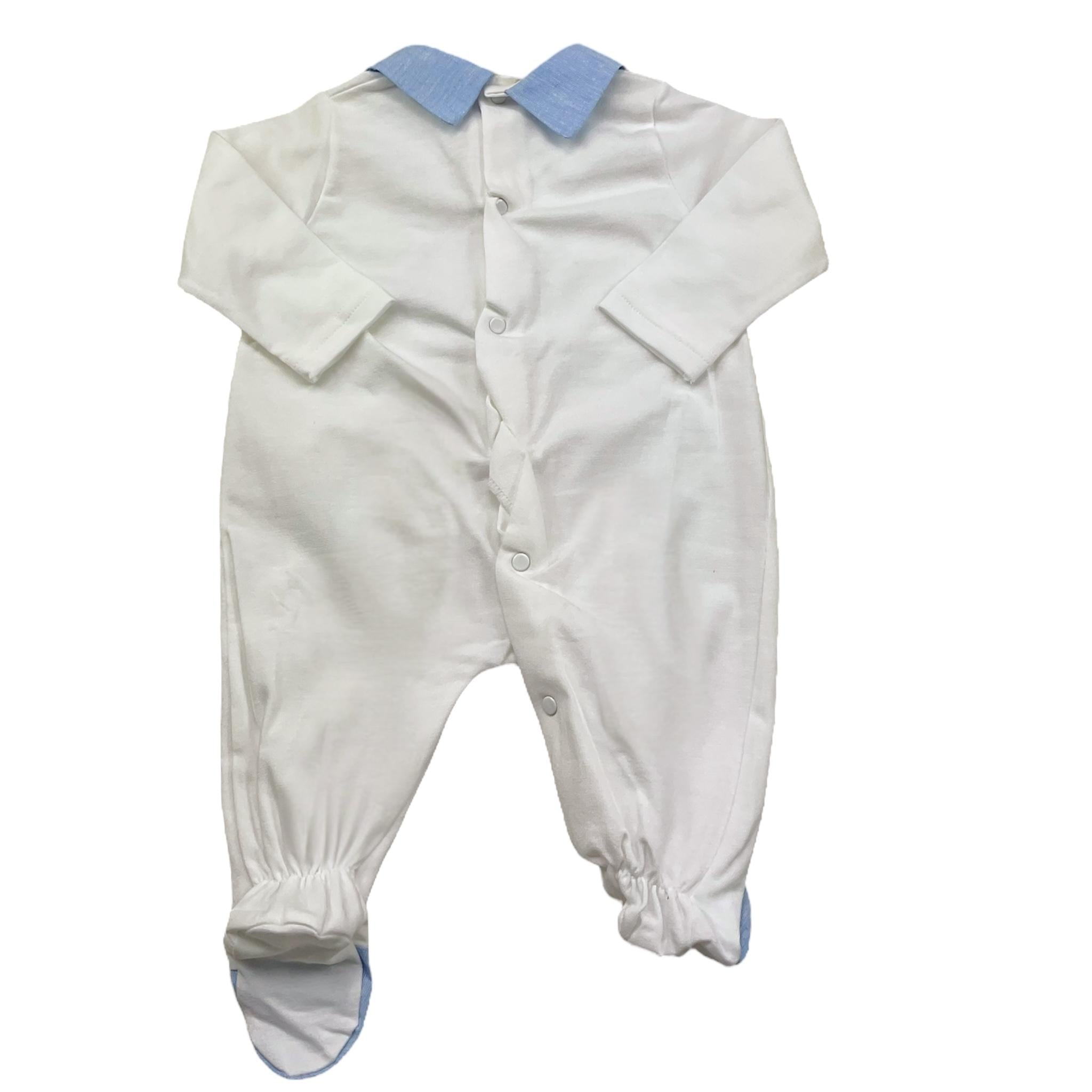 Le Bebe' Tutina Tinta Unita con Stampa E Colletto per Neonato LBB4888 BIANCO LE BEBE' 