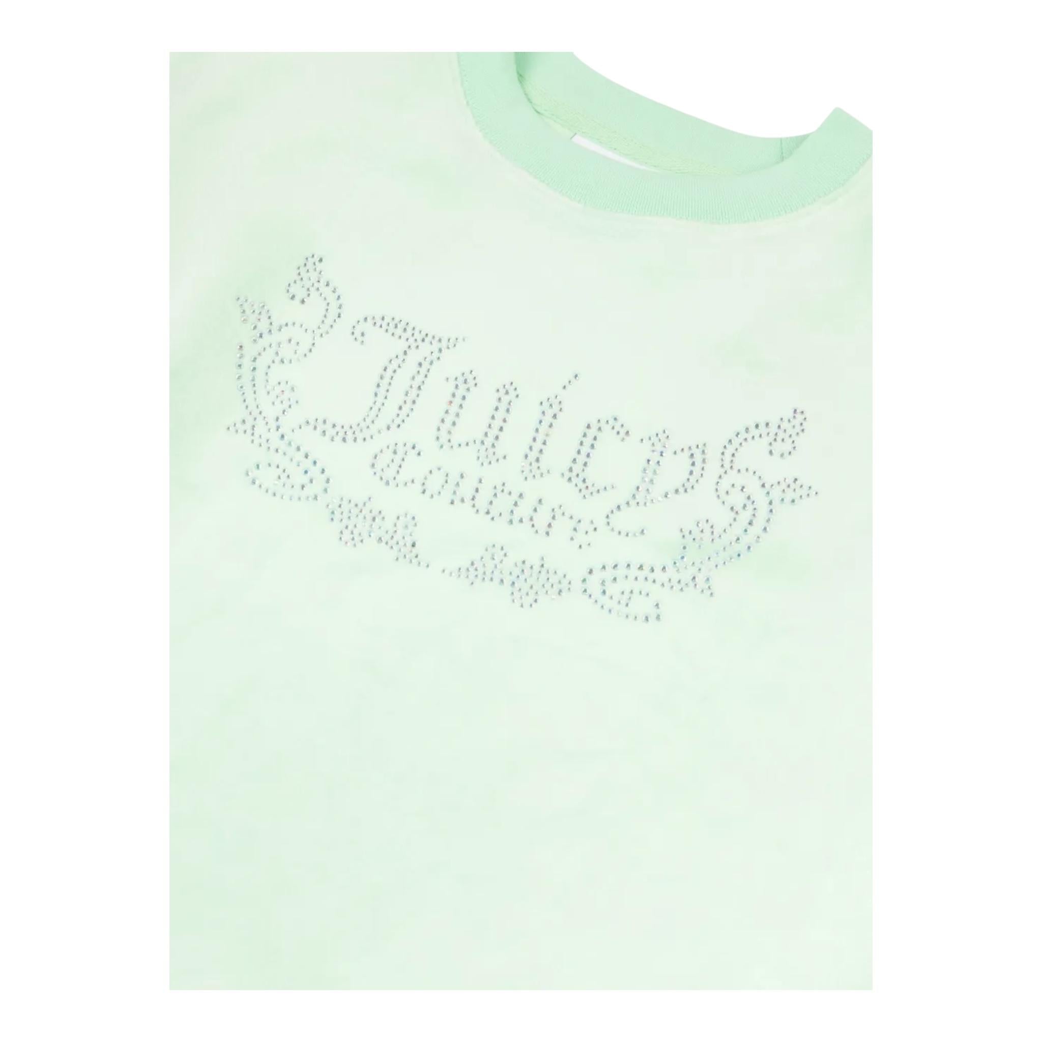 Juicy Couture Felpa Tinta Unita Girocollo con Brillantini per Bambina JBX6496 VERDE JUICY COUTURE 