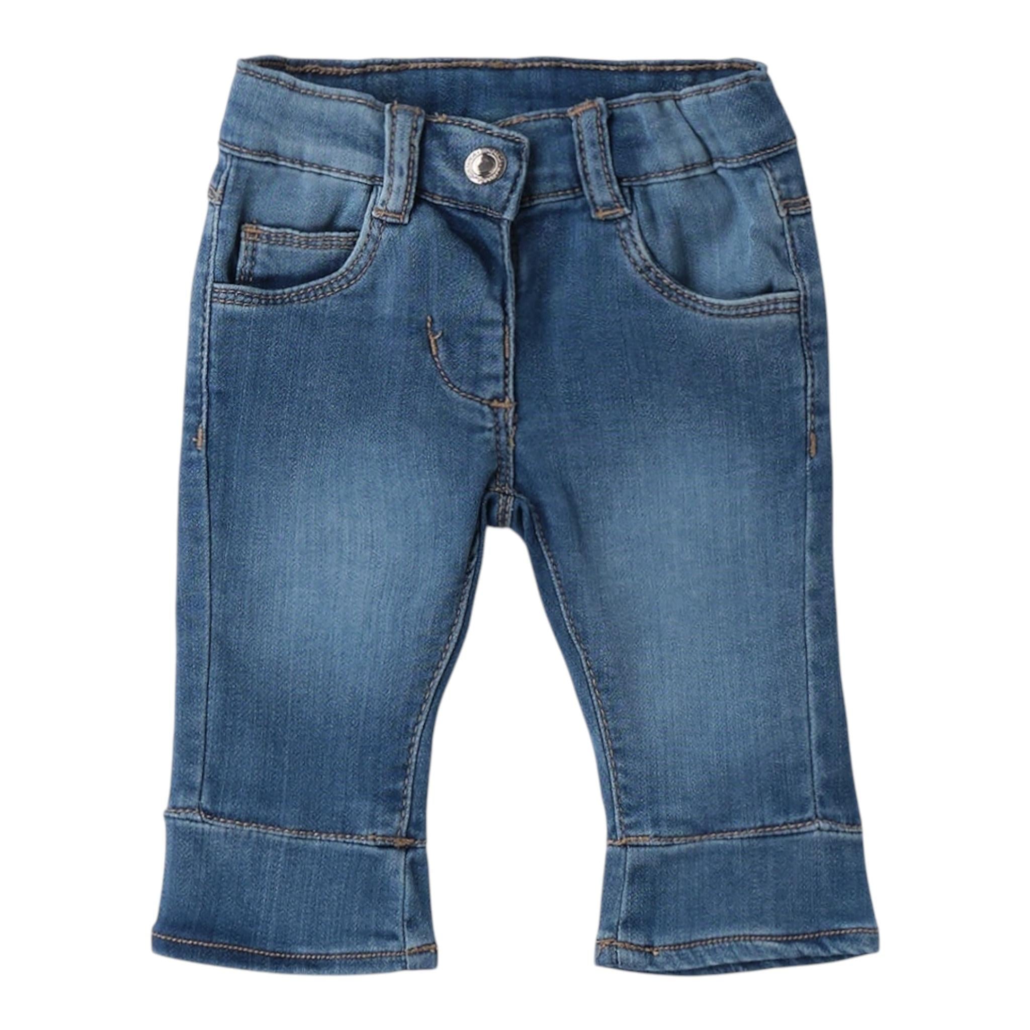 Minibanda Jeans Tinta Unita con Elastico In Vita per Neonata 3B730 BLU MINIBANDA 