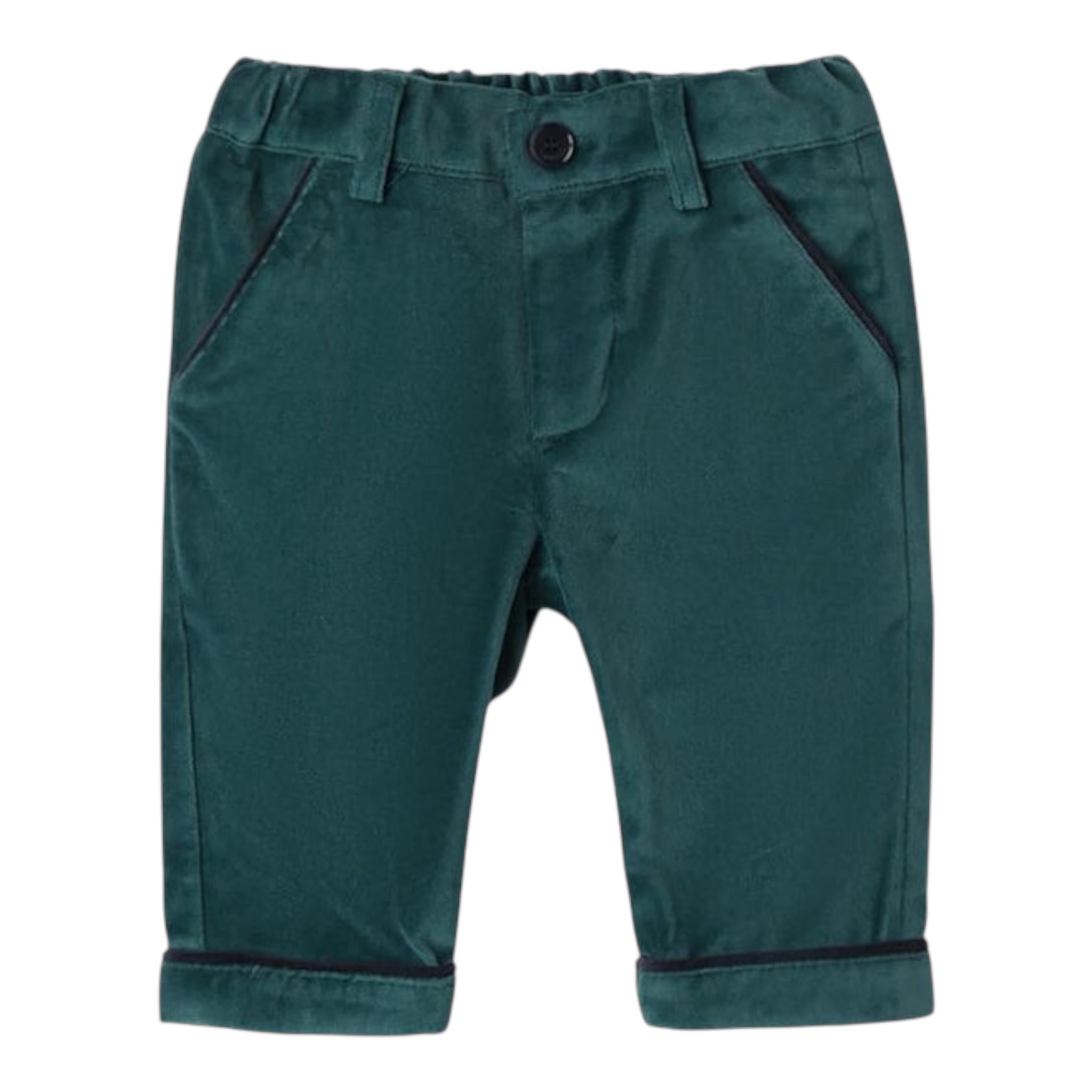 MINI BANDA pantalone tinta unita in velluto Verde per Neonato 3A621 VERDE MINI BANDA 