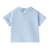 Il Gufo Camicia Mezza Manica Fantasia A Righe Blu Per Neonata