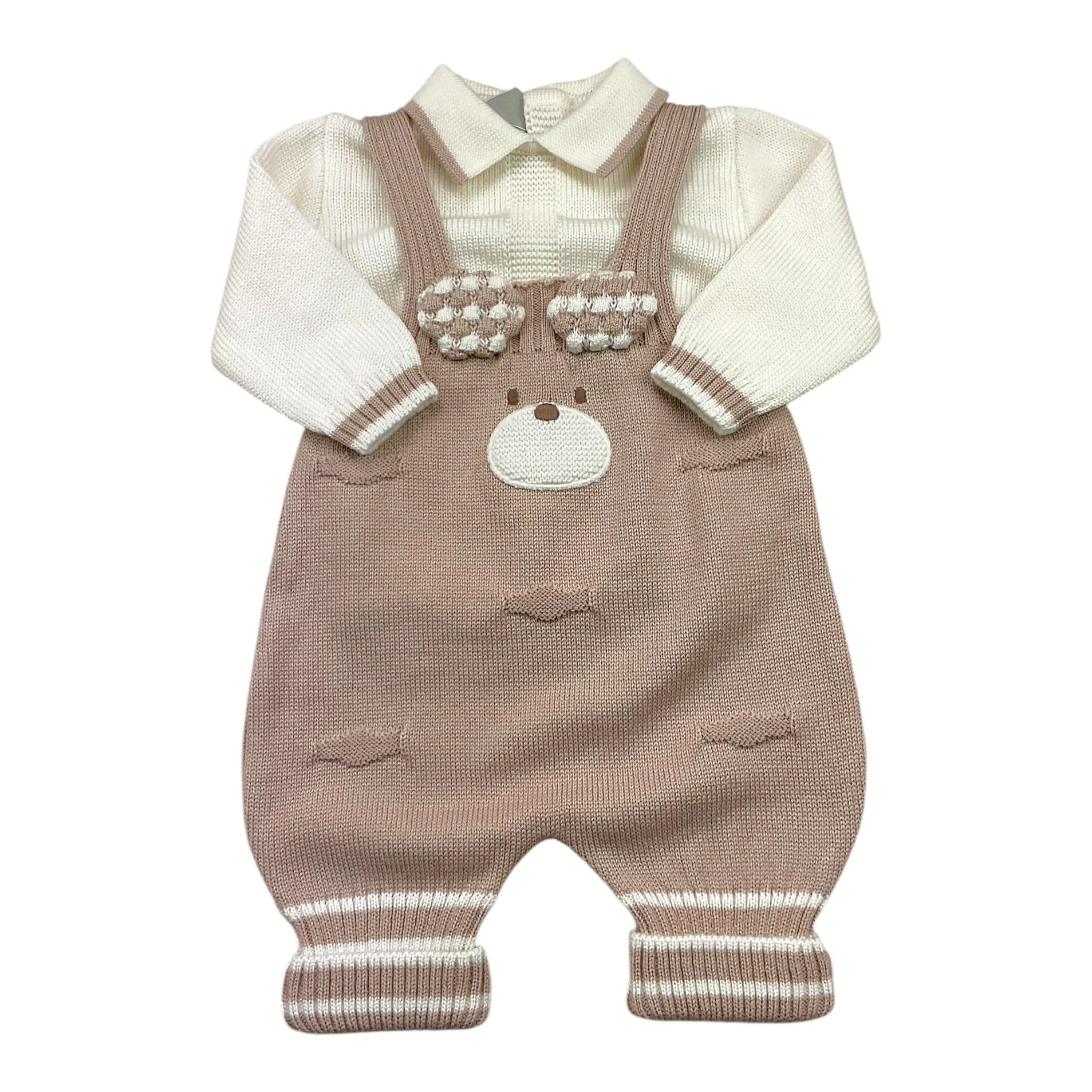MARLU' completo 2pz maglia-salopette bicolore Bianco/rosa per Neonata IB5530 BIANCO/ROSA MARLU' 