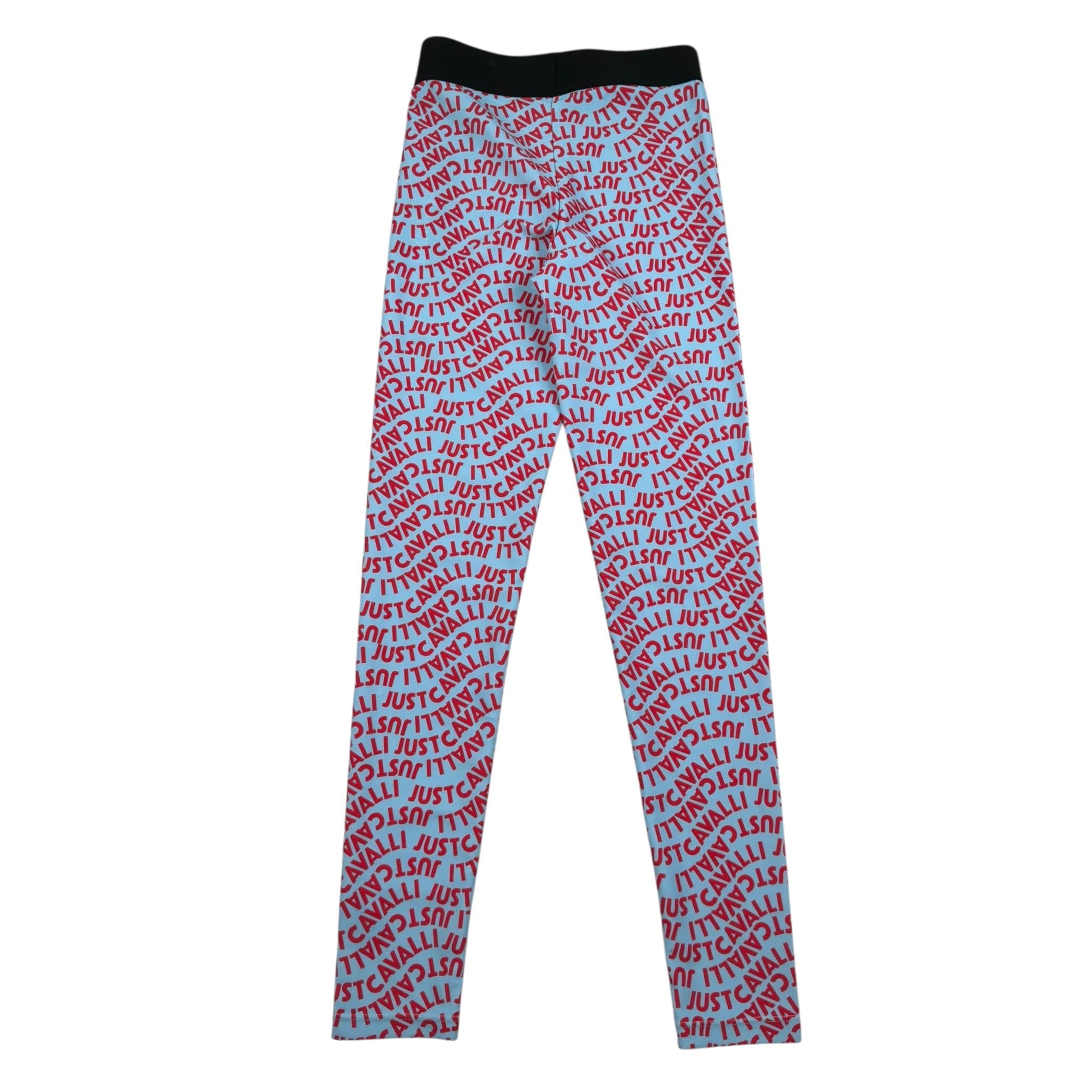 Just Cavalli Leggins Tinta Unita con Stampe Logo per Bambina JGP26243LE AZZURRO JUST CAVALLI 