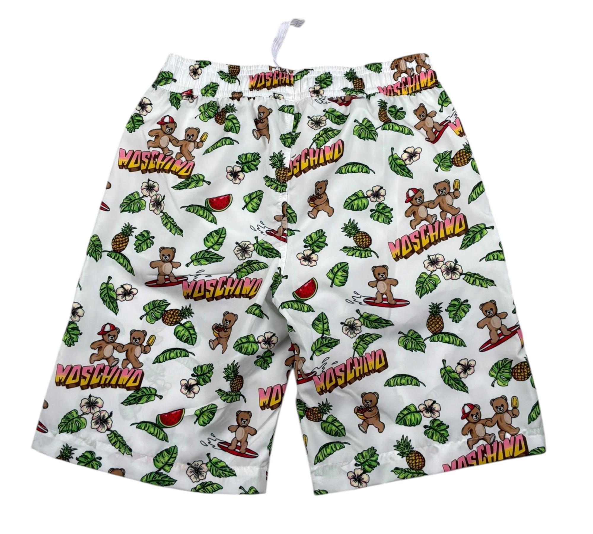 Moschino Costume Tinta Unita con Stampe In Contrasto per Bambino HLU01M BIANCO MOSCHINO 