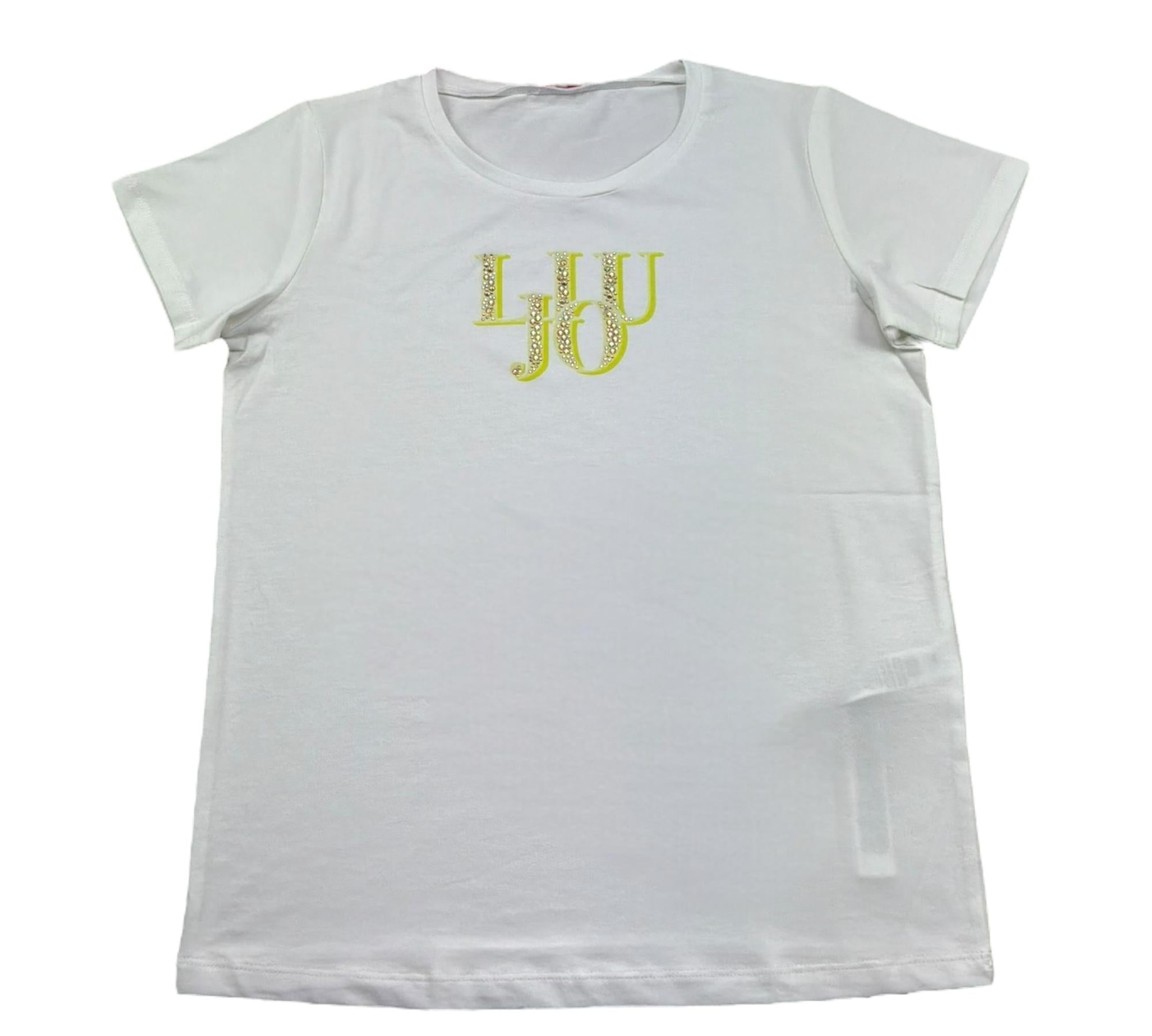 Liu Jo T-Shirt Girocollo Tinta Unita con Logo per Bambina GA5116X BIANCO LIU JO 